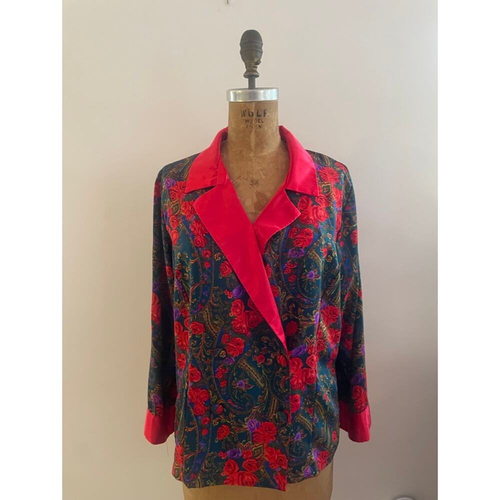 Vintage Victoria's Secret Red Paisley Pajama Top Women's Size Small
